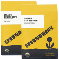 Groundwork Certified Organic Whole Bean Coffee, B*Tches Brew, 12 Oz Bag (Pack Of 2)