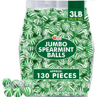 Jumbo Spearmint Mint Balls - 3Lbs - Bulk Green Candies For Buffet - Starlight Jumbo Mints - Hard Candy Mints For Office, Parties