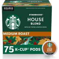 Starbucks K-Cup Coffee Pods, Medium Roast, House Blend For Keurig Coffee Makers, 100% Arabica, 1 Box (75 Pods)