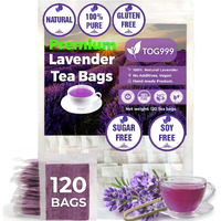 120 Lavender Flower Tea Bags, 100% Natural & Pure From Lavender Flowers. Loose Flower Lavender Herbal Tea. Lavender Flower Tea. No Sugar, No Caffeine, No Gluten, Vegan.