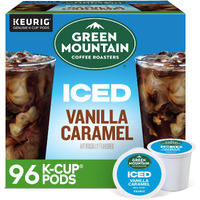 Green Mountain Coffee Roasters Iced Vanilla Caramel, Single Serve Keurig K-Cup Pods, Flavored Iced Coffee, 96 Count (4 Packs Of 24)
