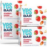 The Yes Bar - Strawberry Coconut - Plant Based Protein, Decadent Snack Bar - Vegan, Paleo, Gluten Free, Dairy Free, Low Sugar, Healthy Snack, Breakfast, Low Carb, Keto Friendly (24 Count)