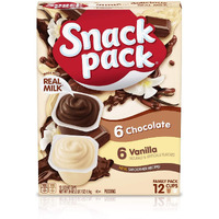 Snack Pack Chocolate And Vanilla Pudding Cups Family Pack, 12 Count, 6 Pack