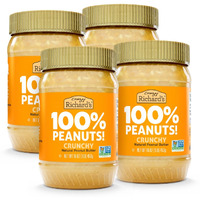Crazy Richard's 100% All-Natural Crunchy Vegan Peanut Butter With No Added Sugar And Non-Gmo (16 Ounce, Pack Of 4)