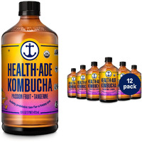 Health-Ade Kombucha Tea Organic Drink, Fermented Tea With Living Probiotics, Detoxifying Acids, Supports Gut Health, Non-Gmo, Vegan, Gluten Free, 12 Pack (16 Fl Oz Bottles), Passion Fruit Tangerine
