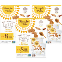 Simple Mills Snack Packs Honey Cinnamon Seed & Nut Flour Sweet Thins, Paleo Friendly & Delicious Sweet Thin Cookies, Good For Snacks, Nutrient Dense, 8 Pack (Pack Of 3)