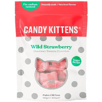 Candy Kittens New Flavor Vegan Gummy Candy 4.4Oz (Wild Strawberry, 2 Pack)