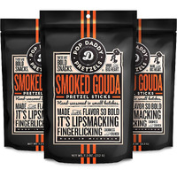 Pop Daddy Flavored Pretzels Sticks | Healthy Gourmet Pretzels Snacks | 7.5Oz Individual Bags | 3 Pack | Smoked Gouda