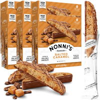 Nonni's Salted Caramel Biscotti Italian Cookies - 6 Boxes - Biscotti Individually Wrapped Cookies - Italian Biscotti Cookies W/Rich Milk Chocolate & Sea Salt - Kosher - 6.72 Oz