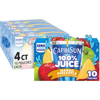 Capri Sun 100% Juice Mango Pineapple, (40 Count, 4 Packs Of 10), Packaging May Vary
