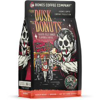 Bones Coffee Company From Dusk Till Donuts Ground Coffee Beans, Jelly Donuts Flavor, Low Acid Flavored Coffee, Made With Arabica Coffee Beans, Medium Roast Gourmet Coffee (12 Oz)