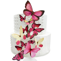 Sugar Robot Inc. Edible Butterflies For Cake Decorating - Assorted Sizes, Premium Crafted In The Usa - Butterfly Cake Toppers & Cupcake Decorations (Pink)