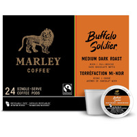 Marley Coffee Single Serve K-Cup Compatible Capsules, Buffalo Soldier, Medium-Dark Roast, 24 Count - Packaging May Vary