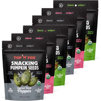 Top Fox Snacks - Organic Pop-Roasted Pumpkin Seeds | Healthy Protein Snacks - Gluten Free - Keto And Vegan Friendly (Variety, 3.5 Oz - 6 Pack | Contains 2- Himalayan Salt, 2- Salt & Pepper, 2 - Chile Lime)