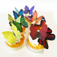 Sugar Robot Inc. Edible Butterflies Large Size Premium Crafted Made In The Usa Cake And Cupcake Toppers, Decoration (Rainbow)