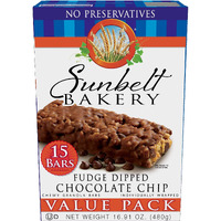 Sunbelt Bakery Fudge Dipped Chocolate Chip Chewy Granola Bars, 30-1.1 Oz Bars (2 Boxes)
