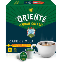 Oriente Dark Roast Cuban Coffee Pods, 18 Ct. | Cafe De Olla | Sweetened Espresso W/Cinnamon | 100% Arabica Dark Roast Coffee | Solar Energy Produced Recyclable Pods Compatible W/Keurig K Cups Maker