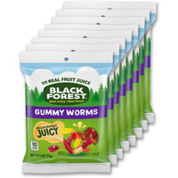 Black Forest Gummy Worms Candy, Made With Real Fruit Juice, 6 Ounce Bags (Pack Of 8)