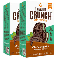 Catalina Crunch Chocolate Mint Sandwich Cookies, Healthy Snacks For Kids & Adults, Vegan, Low Sugar 2G, Low Carb, High Protein 4G & Fiber 3G, Keto Friendly, Plant Based, 6.8 Oz (Pack Of 2)