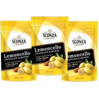 Sconza Lemoncello Lemon Cream & White Chocolate Almonds | Inspired By Italy's Lemon Groves | Made In The Usa | Pack Of 3 (5 Ounce Each)