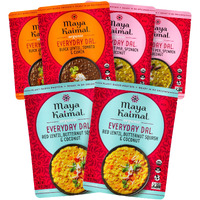 Maya Kaimal Foods - Organic Indian Everyday Dal Variety Pack No. 2 - 10Oz 3 Flavors, 2 Each - Red Lentil, Black Lentil, & Green Split Pea - Vegan
