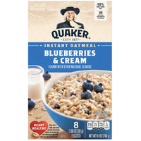 Quaker Instant Oatmeal, Blueberries & Cream, 8 Count Boxes (Pack Of 4)