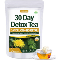 Herbmood 30 Day Detox Tea For Body Cleanse, Te De Diente De Leon & Cola De Caballo Organico Natural, Limpieza De Colon Y Desintoxicar, Digestive Health, Edema & Bloating Relief For Women, 30 Bags