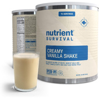 Nutrient Survival Protein Shake, Creamy Vanilla, Whey Protein Powder, Freeze Dried Prepper Supplies & Emergency Food, 40 Nutrients, Gluten Free, Shelf Stable Up To 25 Years, One Can,15 Servings