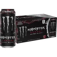 Monster Energy Ultra Black, Sugar Free Energy Drink, 16 Ounce (Pack Of 15)