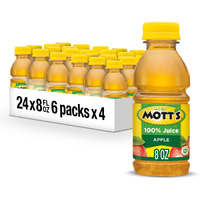Mott's 100% Original Apple Juice, 8 Fl Oz Bottles, 24 Count (4 Packs Of 6), 2 Servings Of Fruit, 100% Fruit Juice, Gluten-Free, Caffeine-Free, Kosher, Contains No Artificial Colors Or Sweeteners