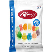 Albanese World's Best Sour 12 Flavor Gummi Bears, 7Oz Bag Of Candy (Pack Of 12), Individually Wrapped Soft & Chewy Candy Snacks, Flavor Assortment