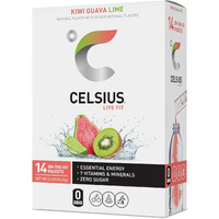 Celsius On-The-Go Powder Sticks Kiwi Guava Lime, Essential Energy 2.6 Oz (14 Sticks Per Pack)