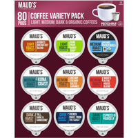 Maud's Original Flavored Coffee Pods Variety Pack, 80 Ct | 9 Assorted Coffee Flavors | 100% Arabica Roasted Coffee | Solar Energy Produced Recyclable Pods Compatible With Keurig K Cups Maker