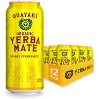 Guayak   Yerba Mate, Energy Drink Alternative, Organic Orange Exuberance Flavor, 15.5 Oz (Pack Of 12), 150Mg Natural Caffeine, Back To School College Essential, Smooth Energy & Focus