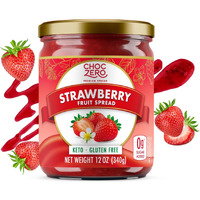 Keto Strawberry Jam, No Sugar Added - Monk Fruit Sweetened, Gluten Free Spread From Choczero, 12 Oz
