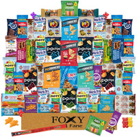 Foxy Fane 60-Count Holiday Gift Box - Variety Pack Of 60 Healthy Snacks & Treats
