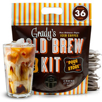 Grady's Cold Brew, Cold Brew Coffee Concentrate, Original Flavor, Cold Brew Kit With 12 (2Oz.) Bean Bags Plus 1 Pour And Store Pouch, New Orleans Style Cold Brew Concentrate, 36 Total Servings
