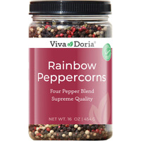 Viva Doria Rainbow Blend Peppercorn, Steam Sterilized Whole Black/Green Pepper, Whole Pink/White Pepper, 16 Oz, For Grinder Refills