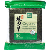 One Organic Sushi Nori Premium Roasted Organic Seaweed (50 Full Sheets)