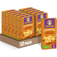 Annies Real Aged Cheddar Shells Macaroni & Cheese Dinner With Organic Pasta, 6 Oz (Pack Of 12)