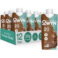 Owyn 20G Protein Shake, Chia Flax And Pea Vegan Protein Blend With Prebiotics, Superfood Greens, Gluten Free, Soy Free. (Dark Chocolate, 12 Pack)