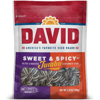 David Seeds Sweet And Spicy Salted And Roasted Jumbo Sunflower Seeds, Keto Friendly Snack, 5.25 Oz Bags, 12 Pack