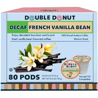 Double Donut Decaf French Vanilla Coffee Pods, Medium Roast Single Serve French Vanilla Bean Decaf Flavored Coffee Pods For Keurig K Cup Brewers, 80 Count