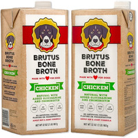 Brutus Chicken Broth For Dogs - All Natural Chicken Bone Broth For Dogs With Chondroitin Glucosamine Turmeric -Human Grade Dog Food Toppers For Picky Eaters & Dry Food -Tasty & Nutritious