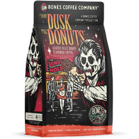 Bones Coffee Company From Dusk Till Donuts Whole Coffee Beans Jelly Donuts Flavor, Low Acid Flavored Coffee, Made With Arabica Coffee Beans, Medium Roast Coffee, Coffee Lover Gift Ideas (12 Oz)