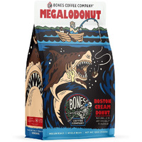 Bones Coffee Company Megalodonut Whole Coffee Beans Boston Cream Donut Flavor | 12 Oz Flavored Coffee Gifts Low Acid Medium Roast Gourmet Coffee (Whole Bean)