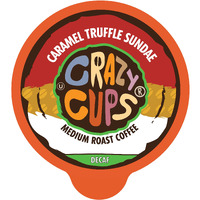 Crazy Cups Decaf Flavored Coffee Pods, Decaffeinated Sundae Truffle Coffee, Single Serve Hot Or Iced Medium Roast Coffee For Keurig K Cups Machines, 22 Count