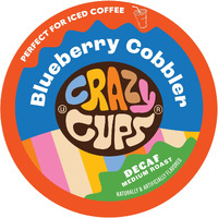 Crazy Cup Decaf Flavored Coffee Pods, Decaf Blueberry Coffee Pods, Blueberry Cobbler Hot Or Iced Coffee In Recyclable Single Serve Cups For Keurig K Cups Machines, 22 Count