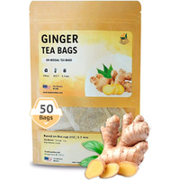 Teadreamtea Ginger Tea Bags - 50 Bleach-Free Tea Bags | Caffeine Free, Antioxidant, Calms Upset Stomach - Strengthen Immune System - Herbal Ginger Tea