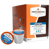 Fresh Roasted Coffee,100% Organic Sumatra Water-Processed Decaf | Single Origin | Medium Roast | Rfa Kosher | K-Cup Compatible | 24 Pods